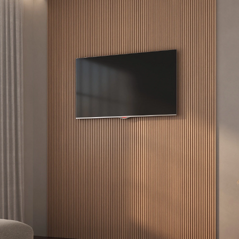 Painel Ripado em Placa 2,85x12,2 (0,34m²) Poliestireno Sucupira