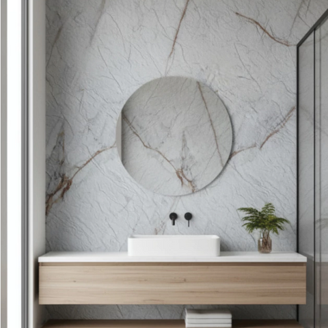 Revestimento de pedra natural flexível Athene Branco Marmorizado - 3mm de espessura - 120x60cm